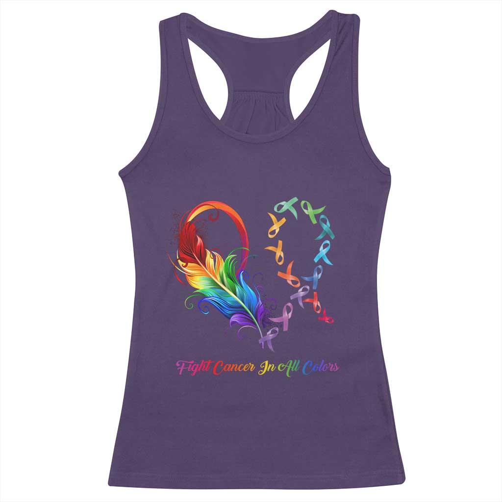 All Cancer Racerback Tank Top Fight Cancer In All Color Fighter Rainbow Ribbon TS09 Purple Print Your Wear