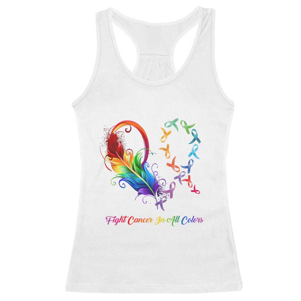 All Cancer Racerback Tank Top Fight Cancer In All Color Fighter Rainbow Ribbon TS09 White Print Your Wear