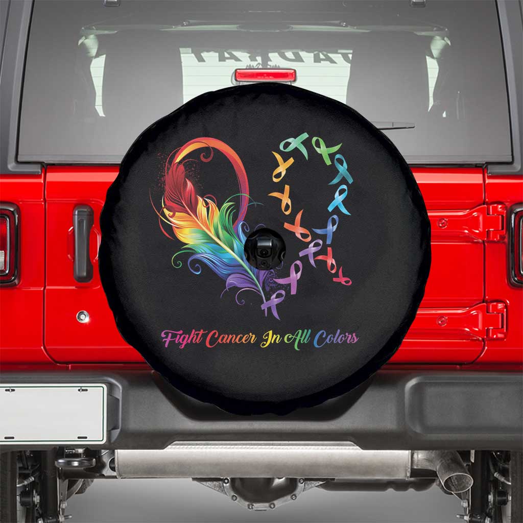 All Cancer Awareness Spare Tire Cover Fight Cancer In All Color Fighter Rainbow Ribbon TS09 Black Print Your Wear