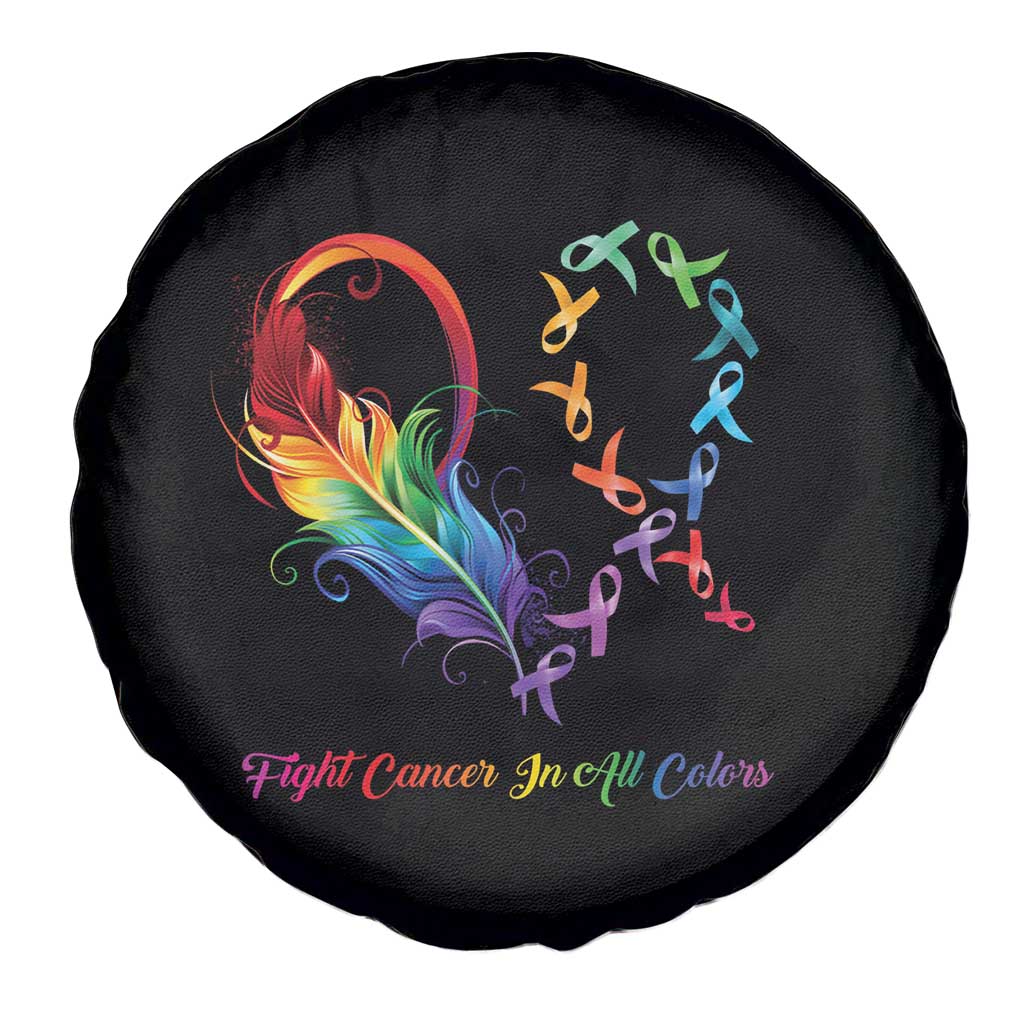 All Cancer Awareness Spare Tire Cover Fight Cancer In All Color Fighter Rainbow Ribbon TS09 Print Your Wear