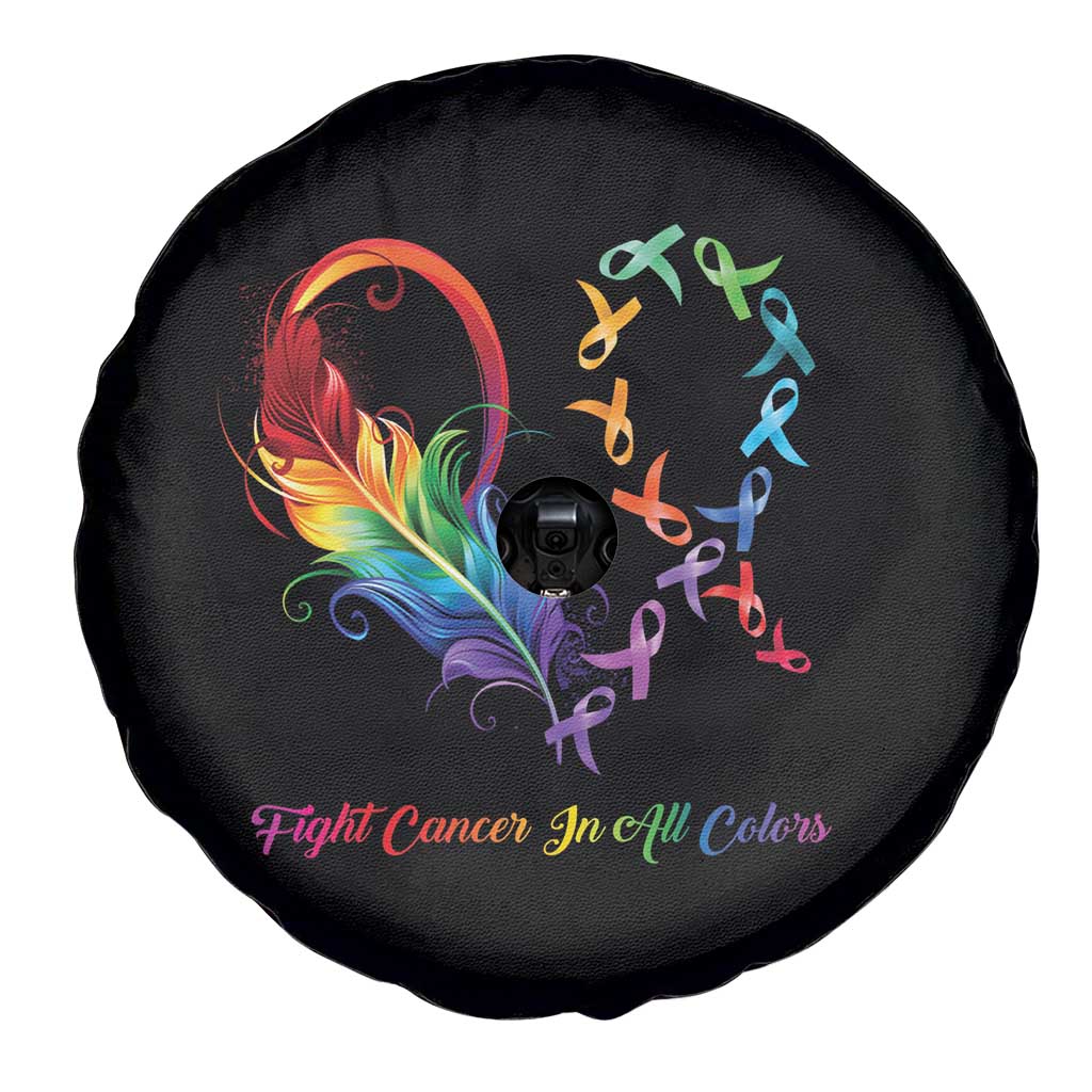 All Cancer Awareness Spare Tire Cover Fight Cancer In All Color Fighter Rainbow Ribbon TS09 Print Your Wear