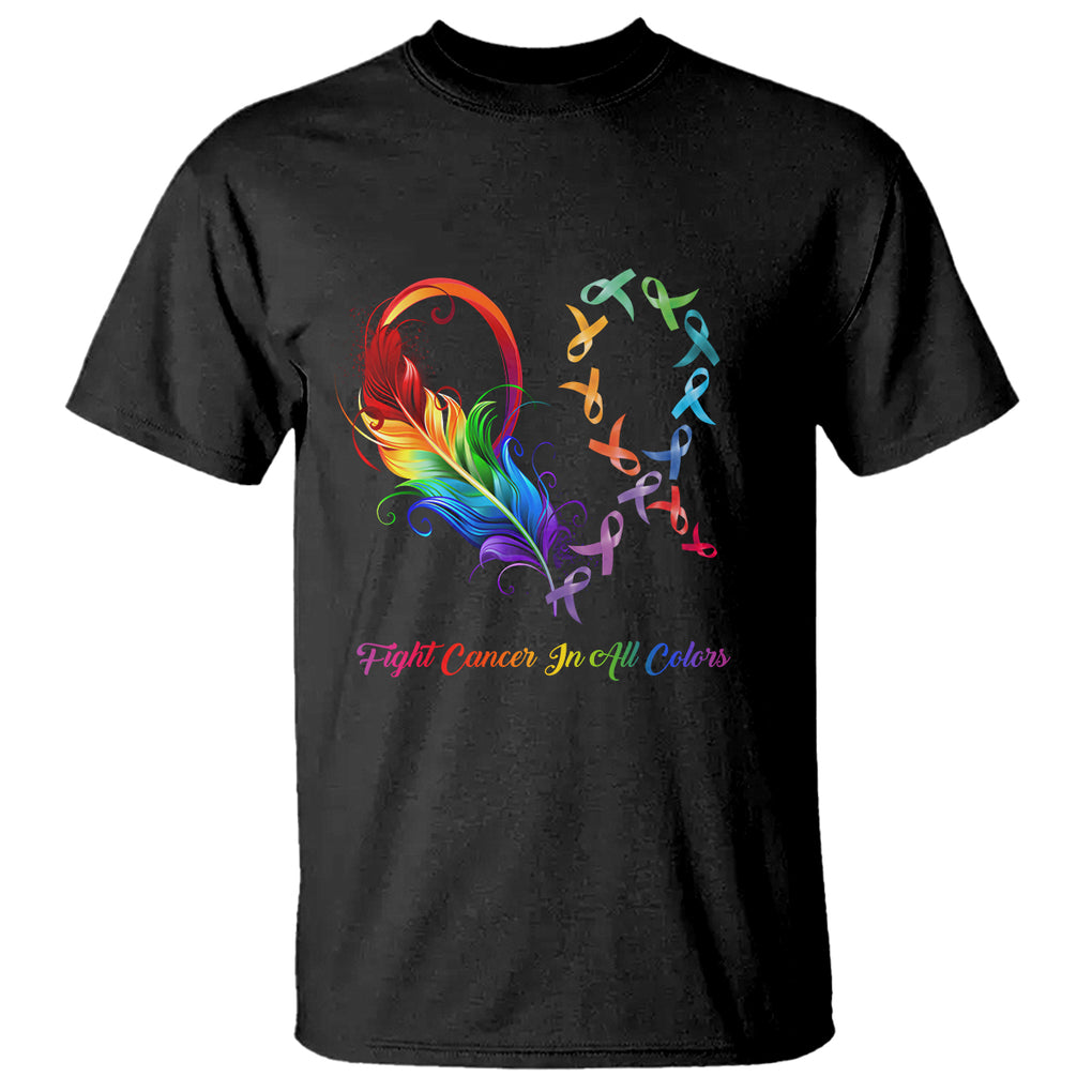 All Cancer T Shirt Fight Cancer In All Color Fighter Rainbow Ribbon TS09 Black Printyourwear