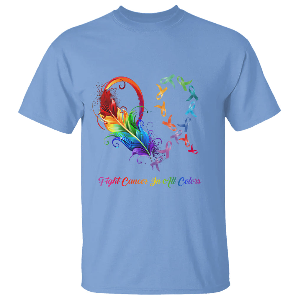 All Cancer T Shirt Fight Cancer In All Color Fighter Rainbow Ribbon TS09 Carolina Blue Printyourwear
