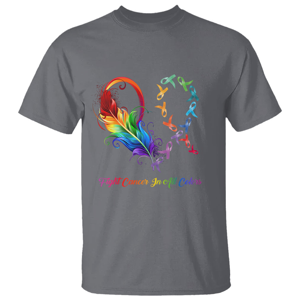 All Cancer T Shirt Fight Cancer In All Color Fighter Rainbow Ribbon TS09 Charcoal Printyourwear