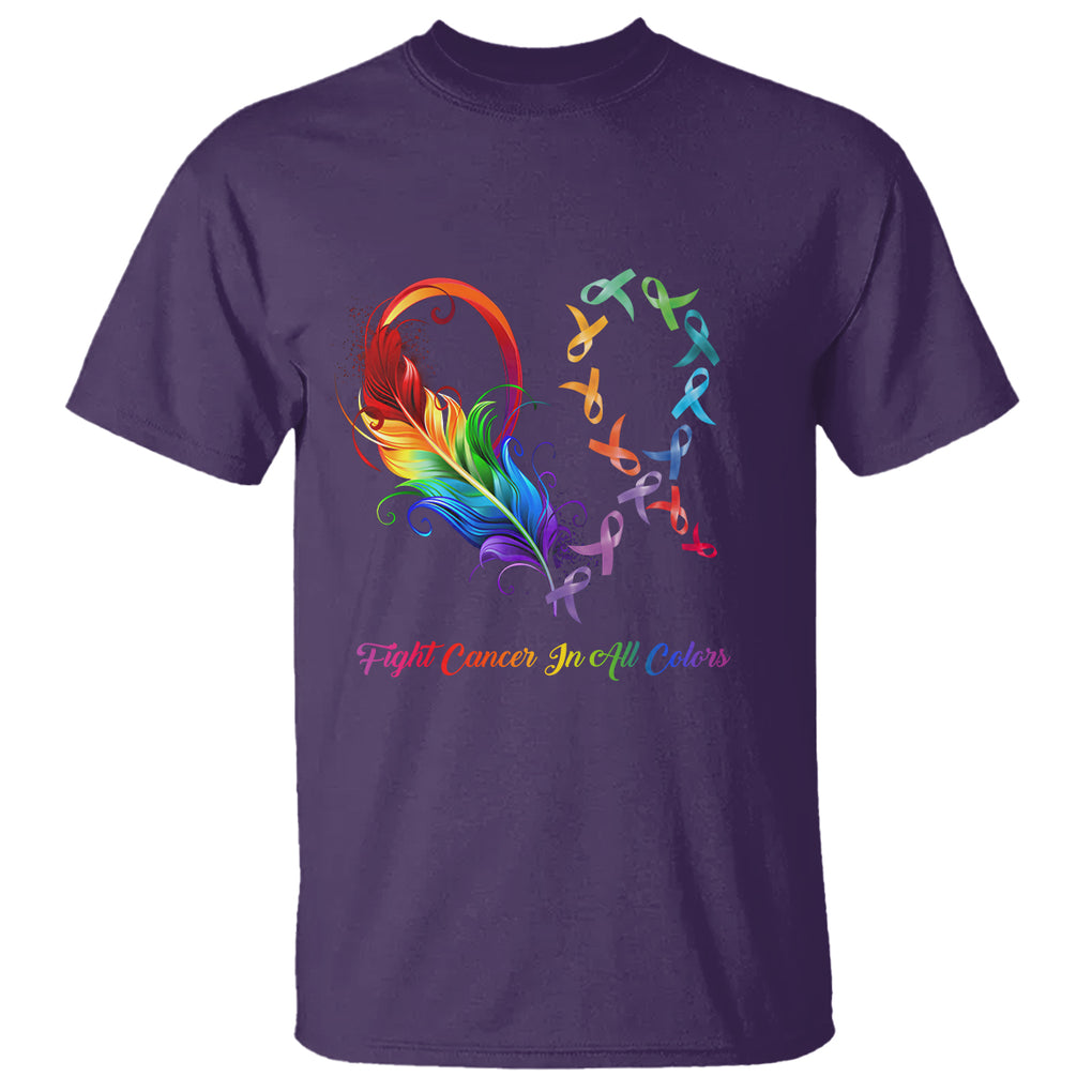All Cancer T Shirt Fight Cancer In All Color Fighter Rainbow Ribbon TS09 Purple Printyourwear