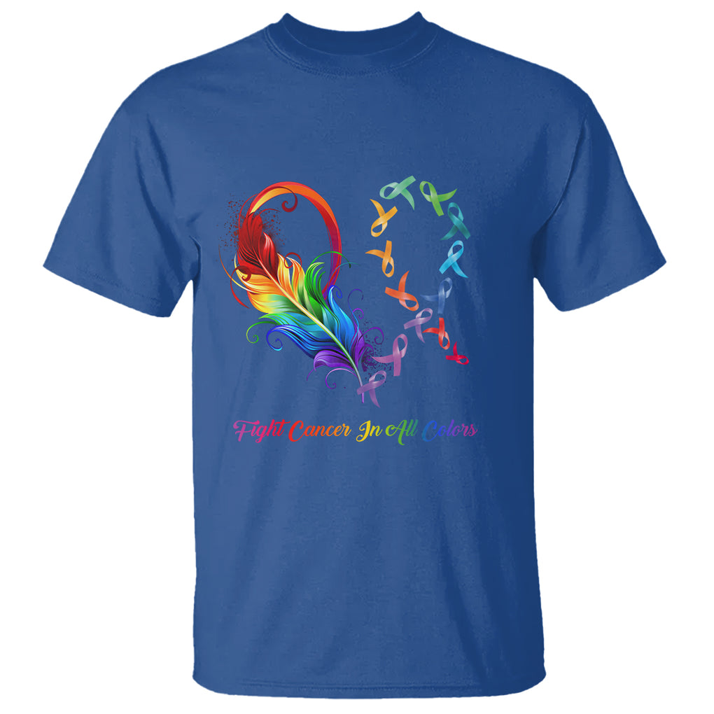All Cancer T Shirt Fight Cancer In All Color Fighter Rainbow Ribbon TS09 Royal Blue Printyourwear
