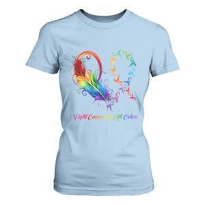 All Cancer T Shirt For Women Fight Cancer In All Color Fighter Rainbow Ribbon TS09 Light Blue Print Your Wear