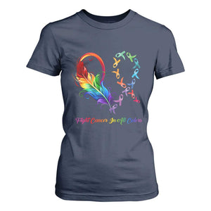 All Cancer T Shirt For Women Fight Cancer In All Color Fighter Rainbow Ribbon TS09 Navy Print Your Wear