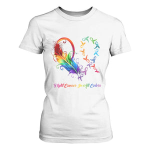 All Cancer T Shirt For Women Fight Cancer In All Color Fighter Rainbow Ribbon TS09 White Print Your Wear