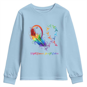 All Cancer Youth Sweatshirt Fight Cancer In All Color Fighter Rainbow Ribbon TS09 Light Blue Print Your Wear