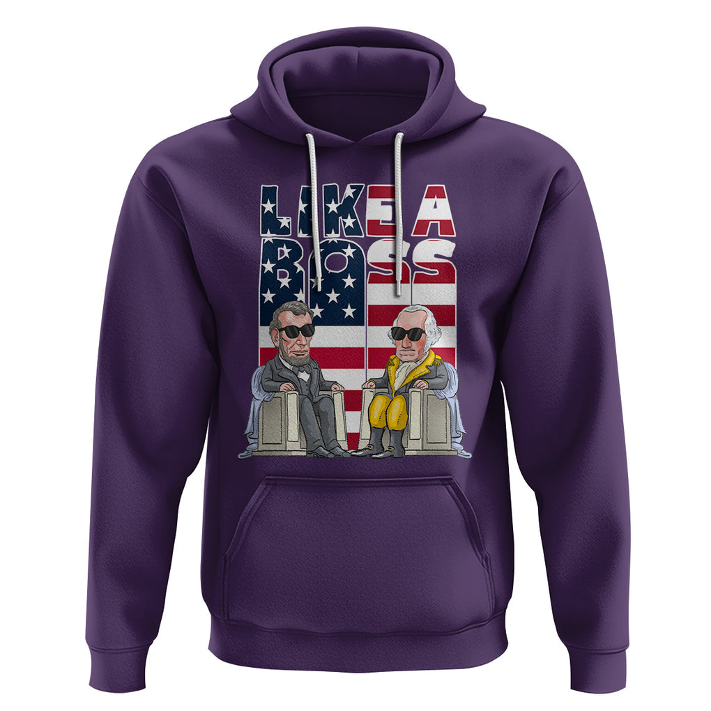 Presidents Day Hoodie Like A Boss Washington Lincoln Abe George US Flag TS09 Purple Printyourwear