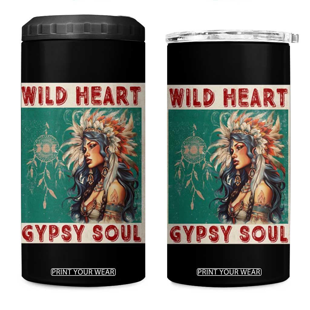 Native American 4 in 1 Can Cooler Tumbler Wild Heart Gypsy Soul Women TS09 One Size: 16 oz Black Print Your Wear