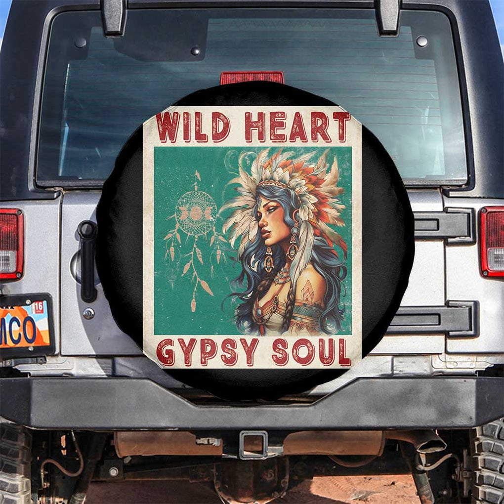 Native American Spare Tire Cover Wild Heart Gypsy Soul Women TS09 No hole Black Print Your Wear