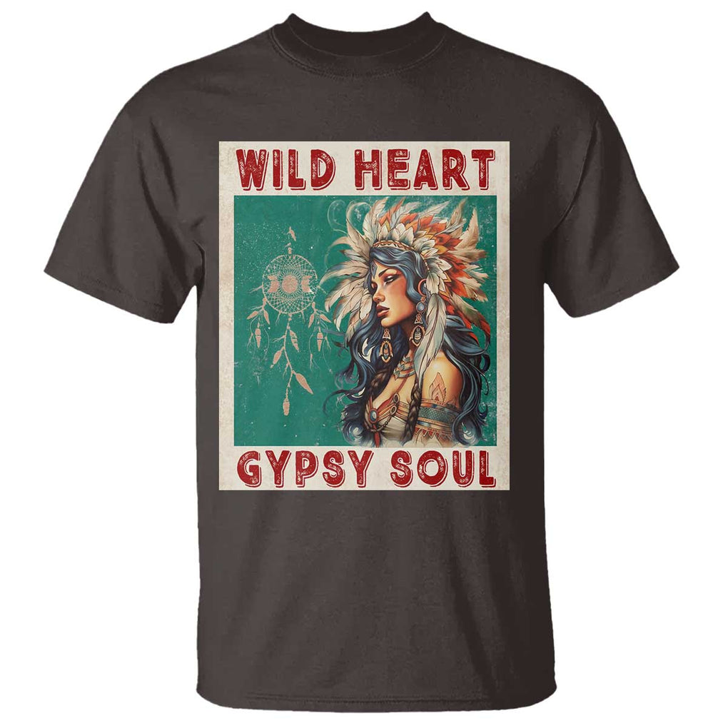 Native American T Shirt Wild Heart Gypsy Soul Women TS09 Dark Chocolate Print Your Wear