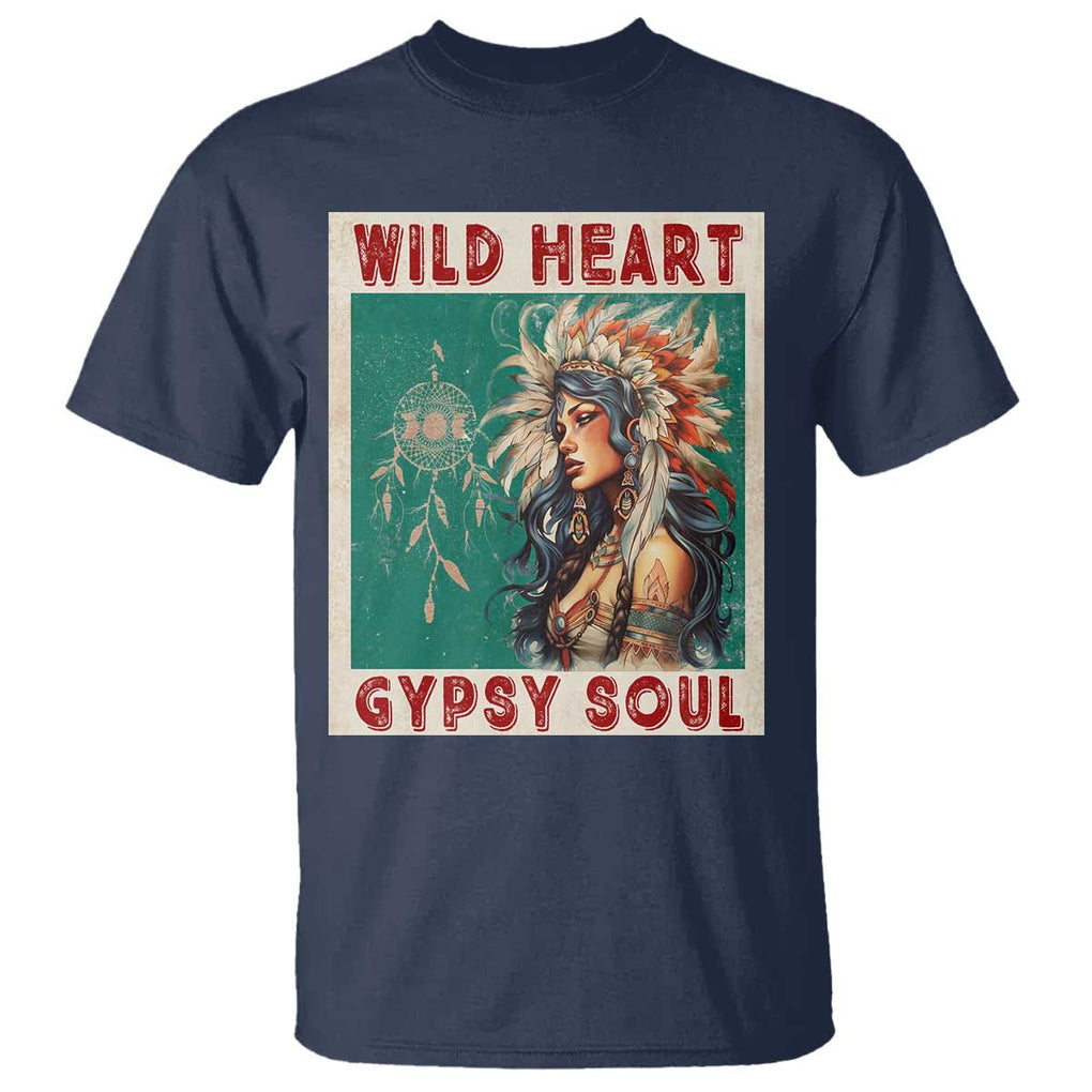 Native American T Shirt Wild Heart Gypsy Soul Women TS09 Navy Print Your Wear