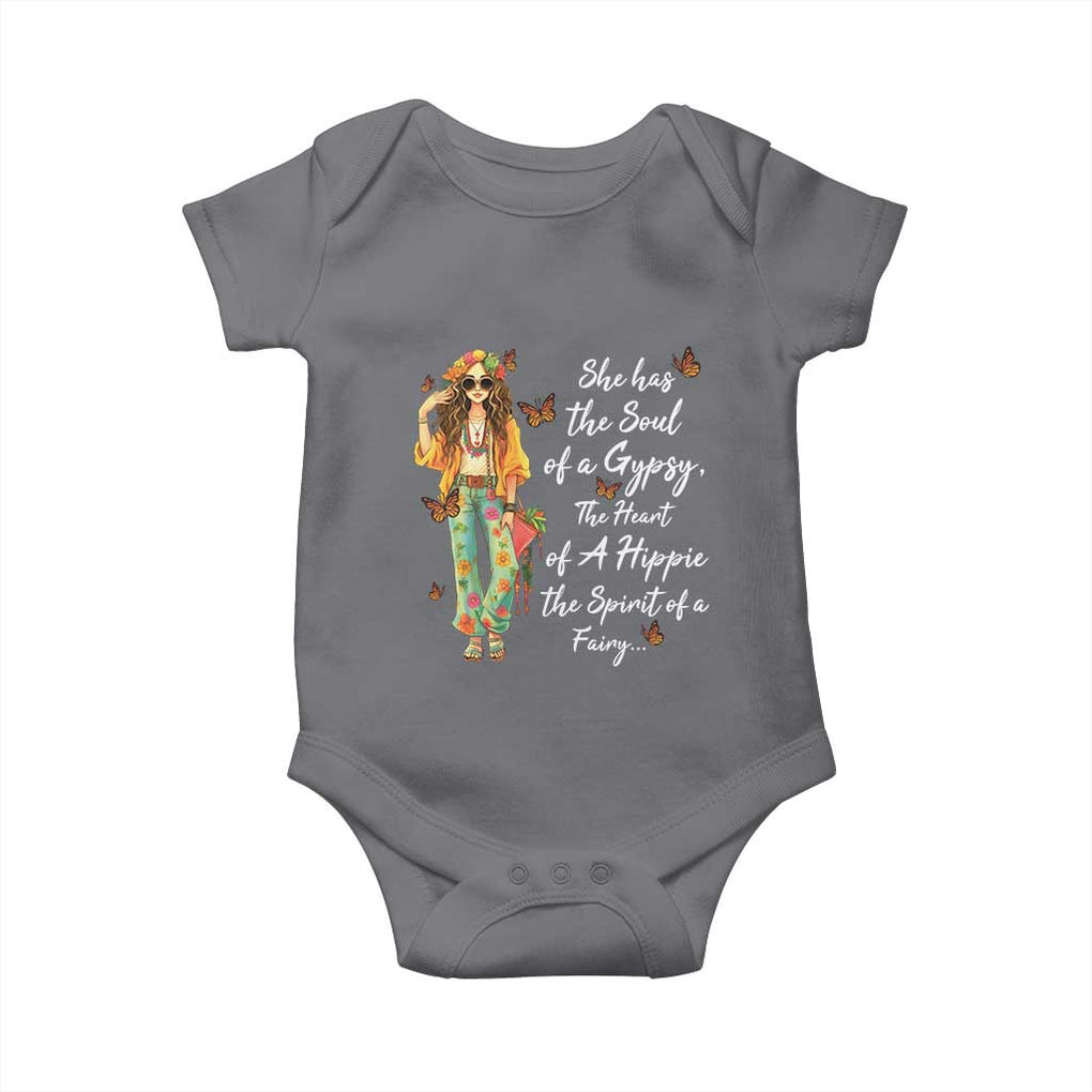 Hippie Girl Baby Onesie The Soul Of A Gypsy The Heart Of A Hippie The Spirit Of A Family TS09 Charcoal Print Your Wear