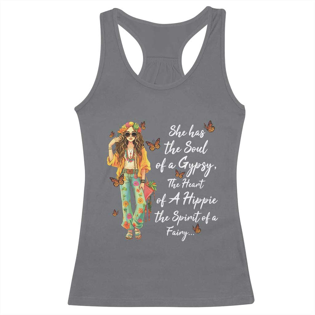 Hippie Girl Racerback Tank Top The Soul Of A Gypsy The Heart Of A Hippie The Spirit Of A Family TS09 Charcoal Print Your Wear