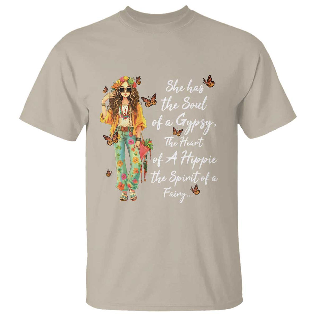 Hippie Girl T Shirt The Soul Of A Gypsy The Heart Of A Hippie The Spirit Of A Family TS09 Sand Print Your Wear