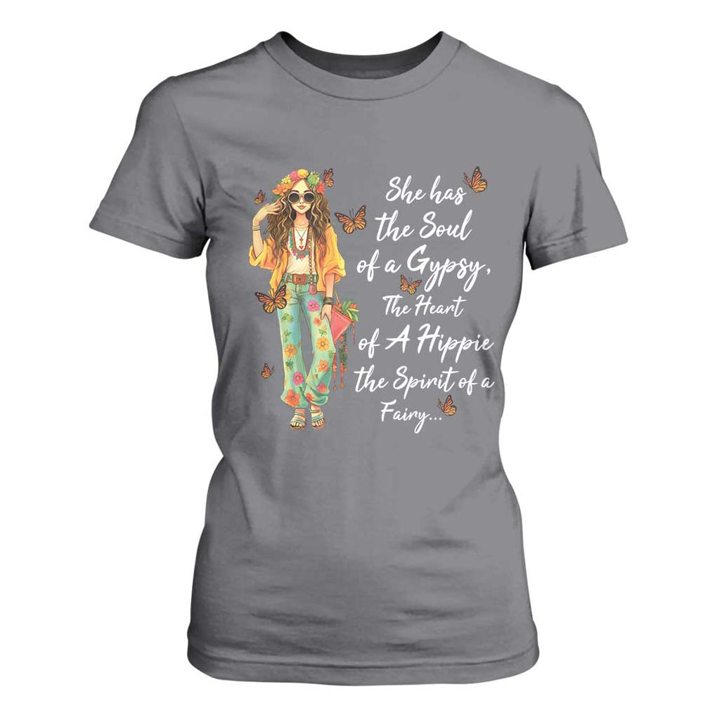 Hippie Girl T Shirt For Women The Soul Of A Gypsy The Heart Of A Hippie The Spirit Of A Family TS09 Charcoal Print Your Wear