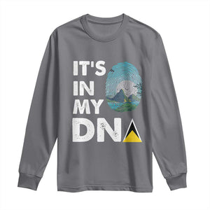 Saint Lucia Long Sleeve Shirt It's In My DNA Beautiful Beach TS09 Charcoal Print Your Wear