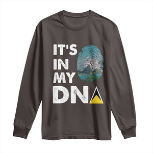 Saint Lucia Long Sleeve Shirt It's In My DNA Beautiful Beach TS09 Dark Chocolate Print Your Wear