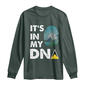 Saint Lucia Long Sleeve Shirt It's In My DNA Beautiful Beach TS09 Dark Forest Green Print Your Wear