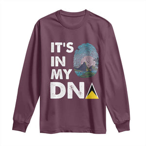 Saint Lucia Long Sleeve Shirt It's In My DNA Beautiful Beach TS09 Maroon Print Your Wear