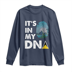 Saint Lucia Long Sleeve Shirt It's In My DNA Beautiful Beach TS09 Navy Print Your Wear