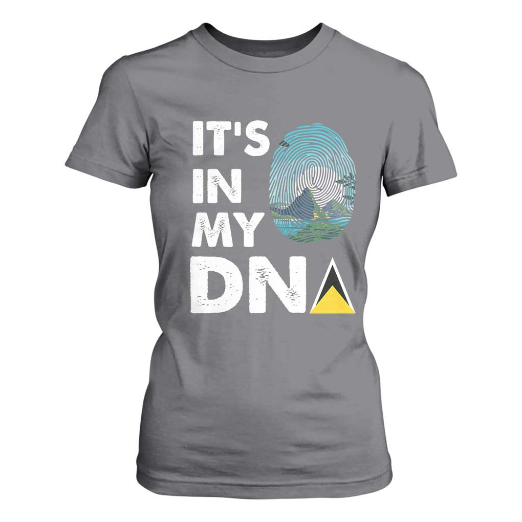 Saint Lucia T Shirt For Women It's In My DNA Beautiful Beach TS09 Charcoal Print Your Wear