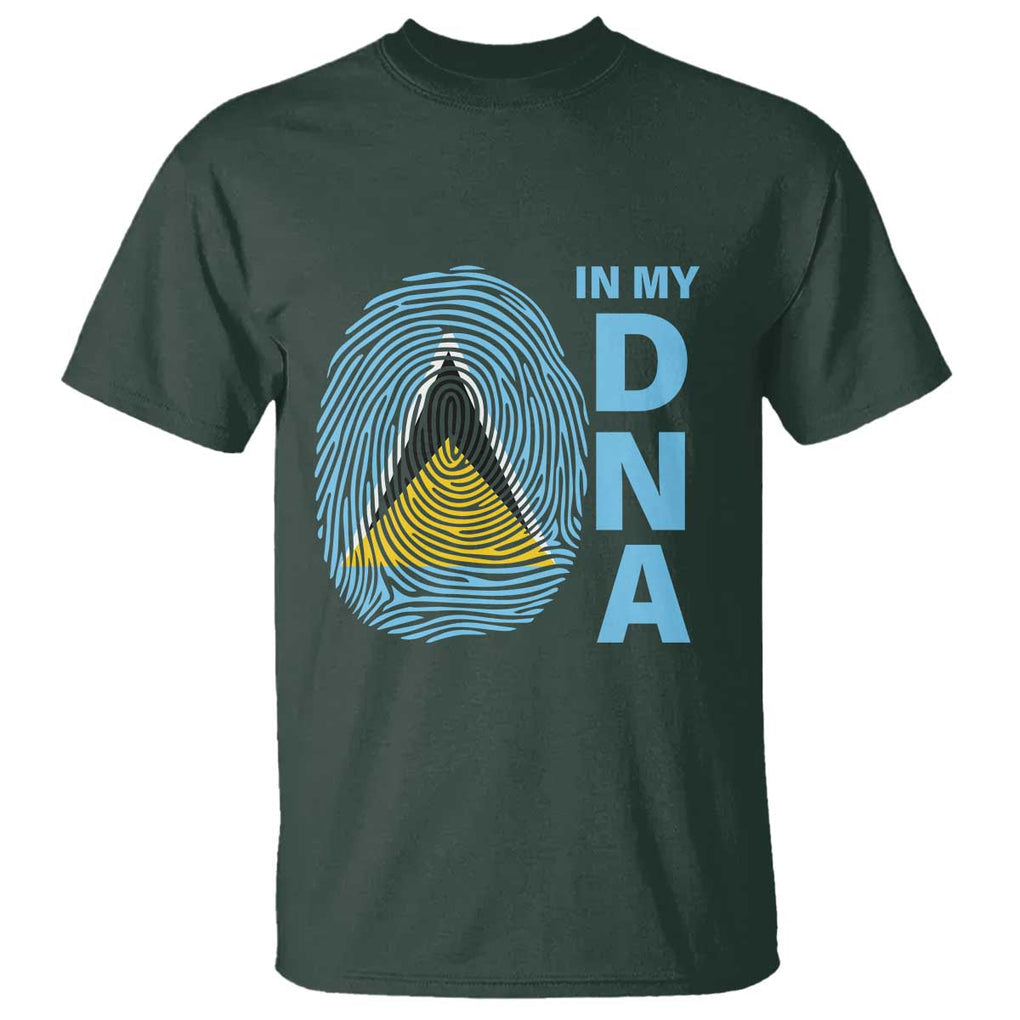Saint Lucia It's In My DNA T Shirt TS09 Dark Forest Green Print Your Wear