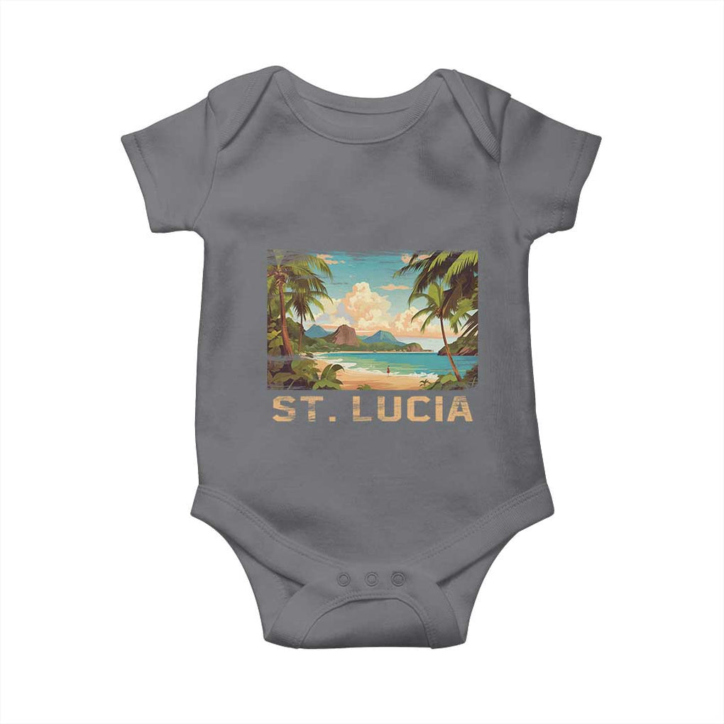 Saint Lucia Baby Onesie St. Lucia Beach Trip TS09 Charcoal Print Your Wear