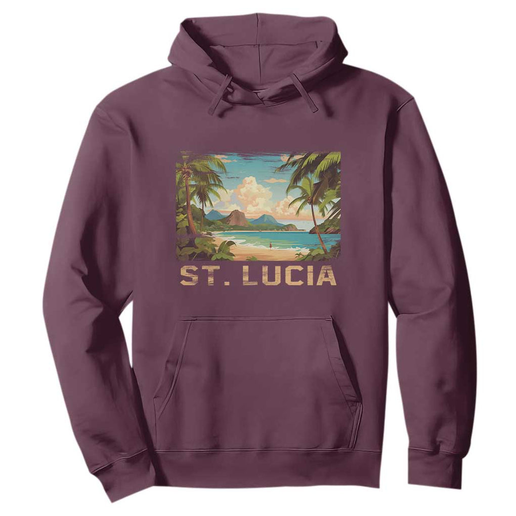 Saint Lucia Hoodie St. Lucia Beach Trip TS09 Maroon Print Your Wear