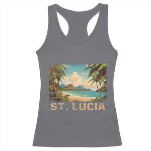 Saint Lucia Racerback Tank Top St. Lucia Beach Trip TS09 Charcoal Print Your Wear