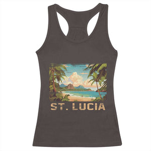 Saint Lucia Racerback Tank Top St. Lucia Beach Trip TS09 Dark Chocolate Print Your Wear