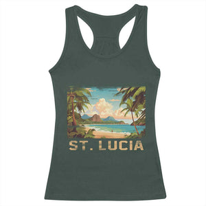 Saint Lucia Racerback Tank Top St. Lucia Beach Trip TS09 Dark Forest Green Print Your Wear