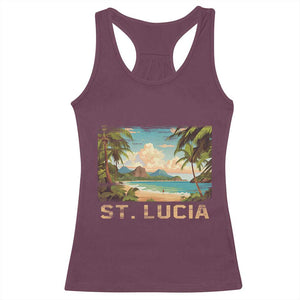 Saint Lucia Racerback Tank Top St. Lucia Beach Trip TS09 Maroon Print Your Wear