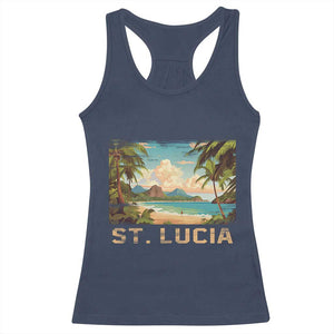 Saint Lucia Racerback Tank Top St. Lucia Beach Trip TS09 Navy Print Your Wear