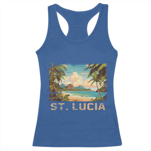Saint Lucia Racerback Tank Top St. Lucia Beach Trip TS09 Royal Blue Print Your Wear