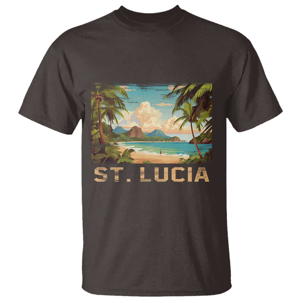 Saint Lucia T Shirt St. Lucia Beach Trip TS09 Dark Chocolate Print Your Wear