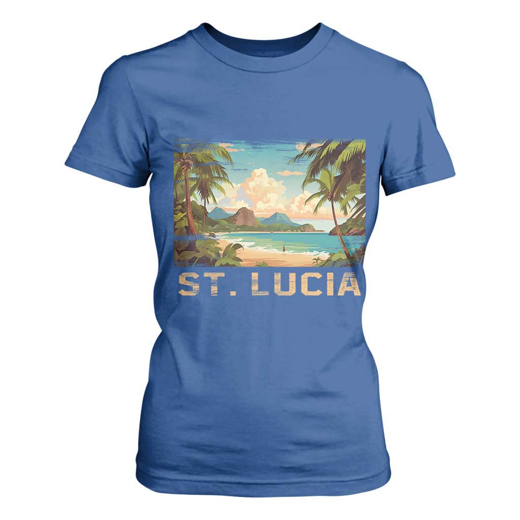 Saint Lucia T Shirt For Women St. Lucia Beach Trip TS09 Royal Blue Print Your Wear