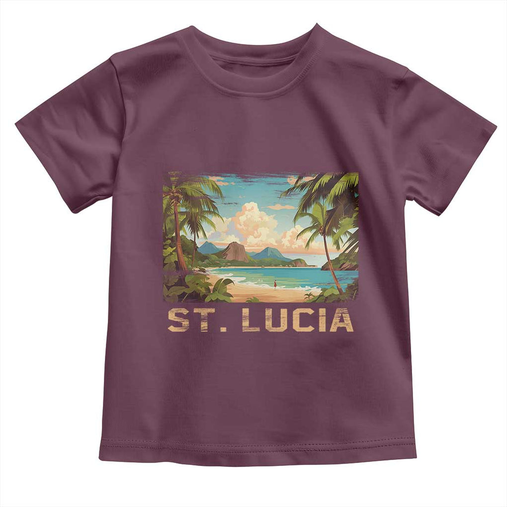 Saint Lucia Toddler T Shirt St. Lucia Beach Trip TS09 Maroon Print Your Wear