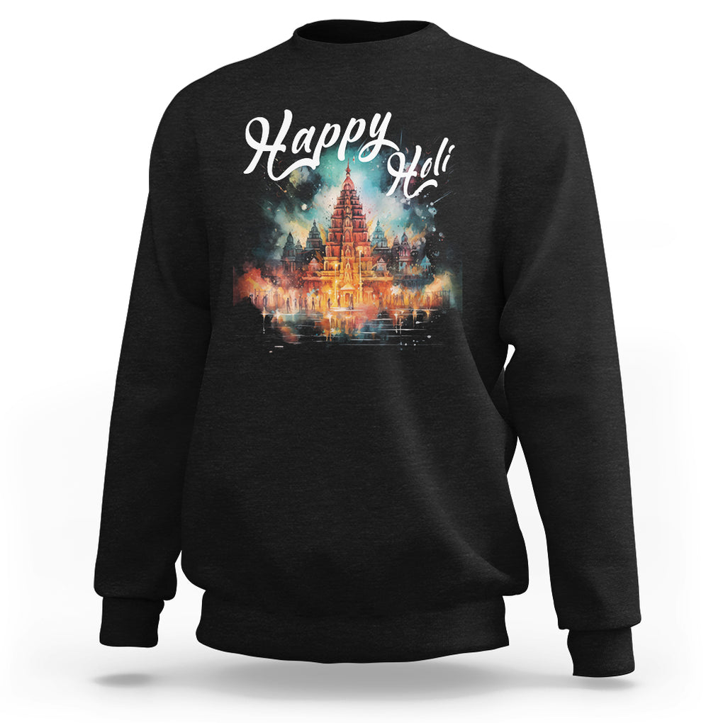 Happy Holi Sweatshirt Colors India Hindu Spring TS09 Black Printyourwear
