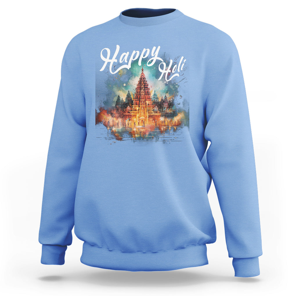Happy Holi Sweatshirt Colors India Hindu Spring TS09 Carolina Blue Printyourwear