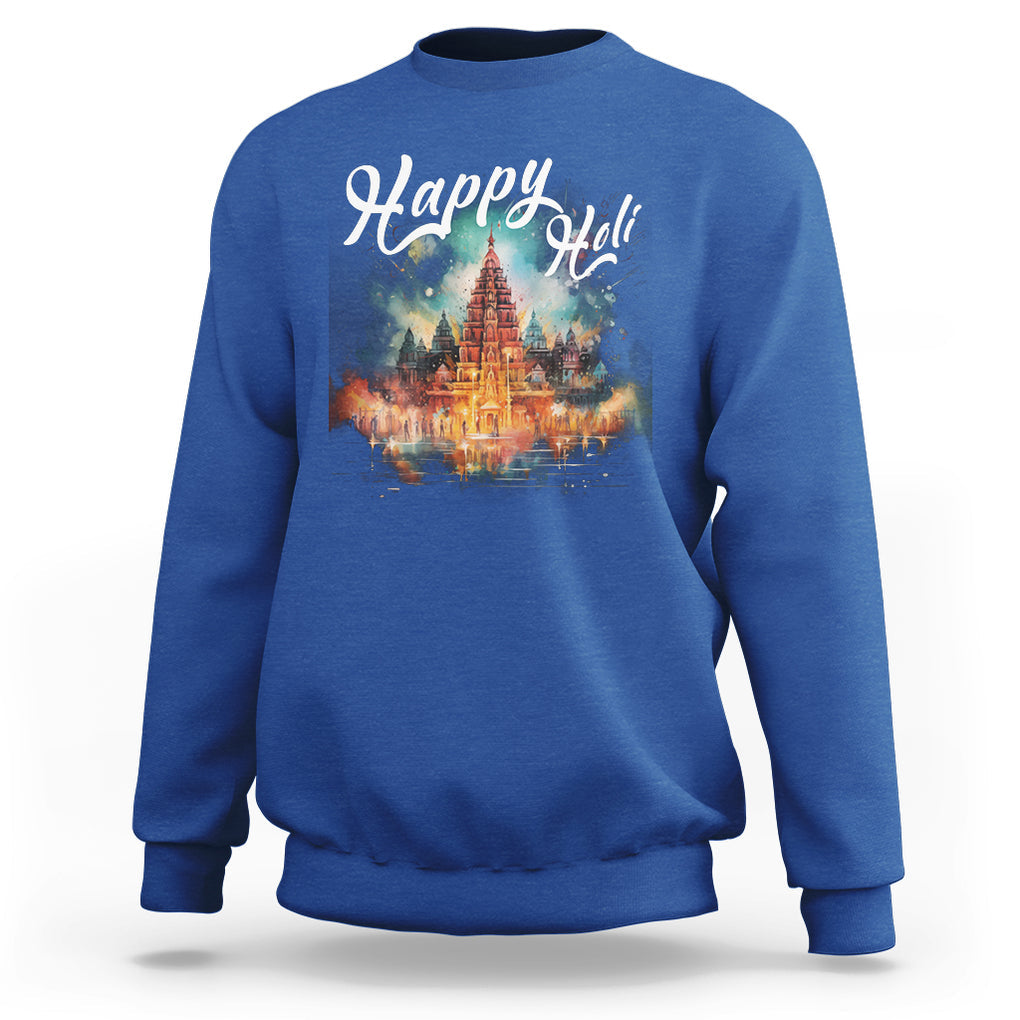 Happy Holi Sweatshirt Colors India Hindu Spring TS09 Royal Blue Printyourwear