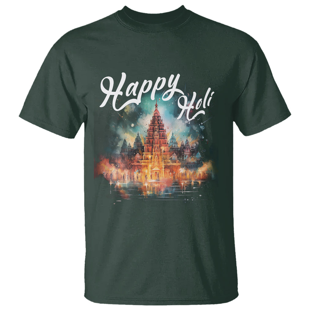 Happy Holi T Shirt Colors India Hindu Spring TS09 Dark Forest Green Printyourwear