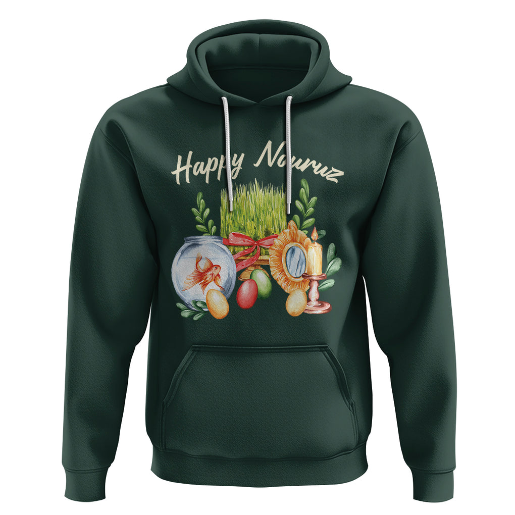 Happy Nowruz Hoodie Kurdistan & Pakistan And Iran New Year Haft-Seen TS09 Dark Forest Green Printyourwear