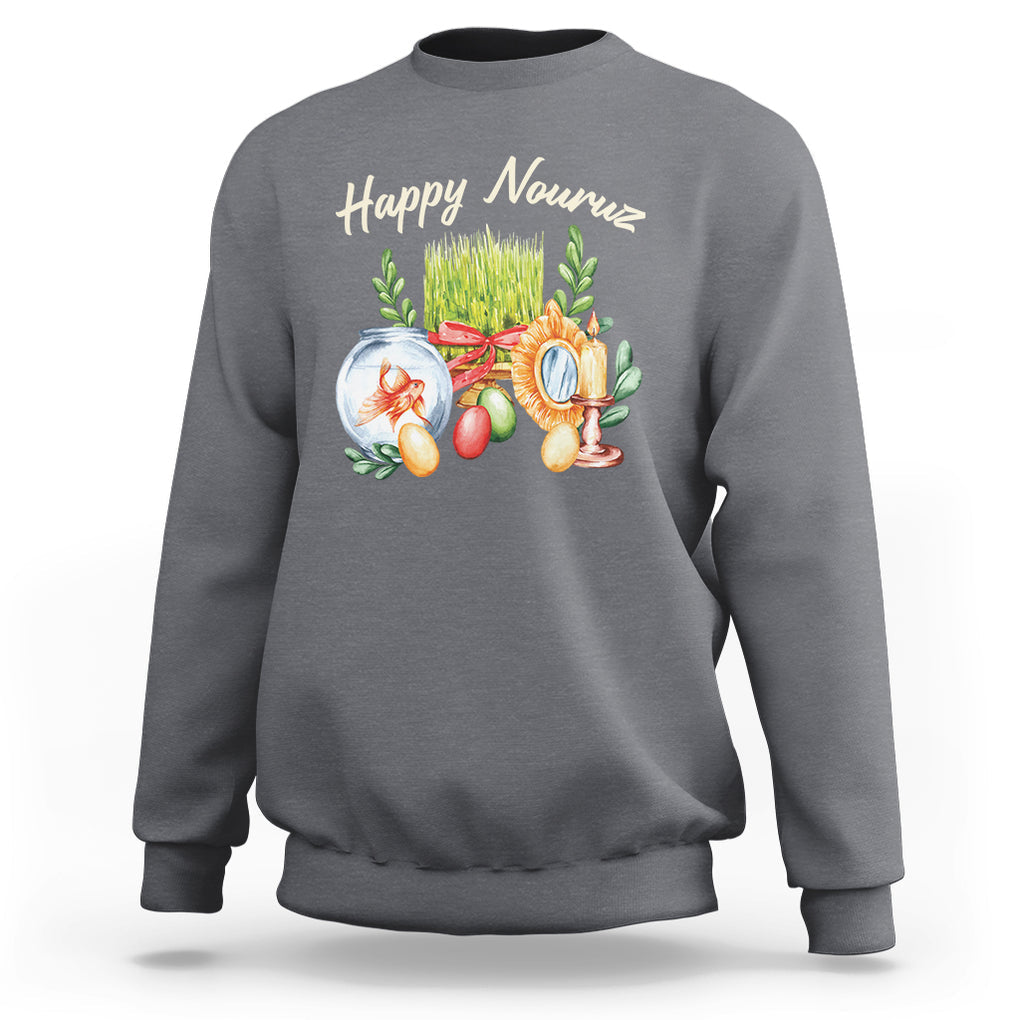 Happy Nowruz Sweatshirt Kurdistan & Pakistan And Iran New Year Haft-Seen TS09 Charcoal Printyourwear