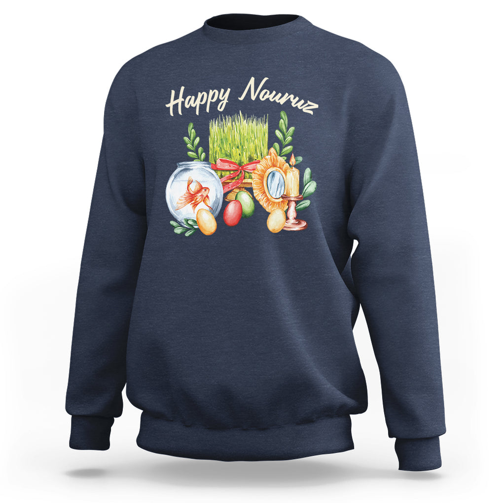 Happy Nowruz Sweatshirt Kurdistan & Pakistan And Iran New Year Haft-Seen TS09 Navy Printyourwear