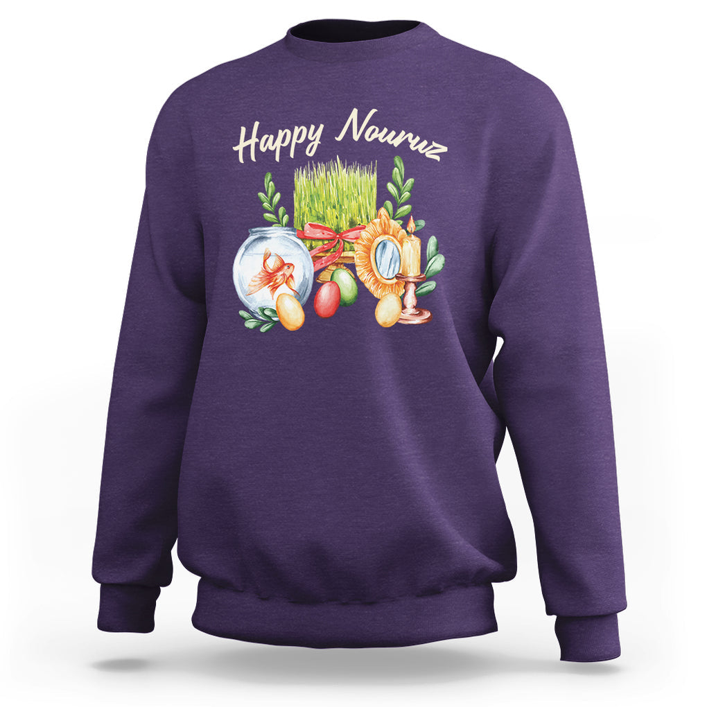 Happy Nowruz Sweatshirt Kurdistan & Pakistan And Iran New Year Haft-Seen TS09 Purple Printyourwear