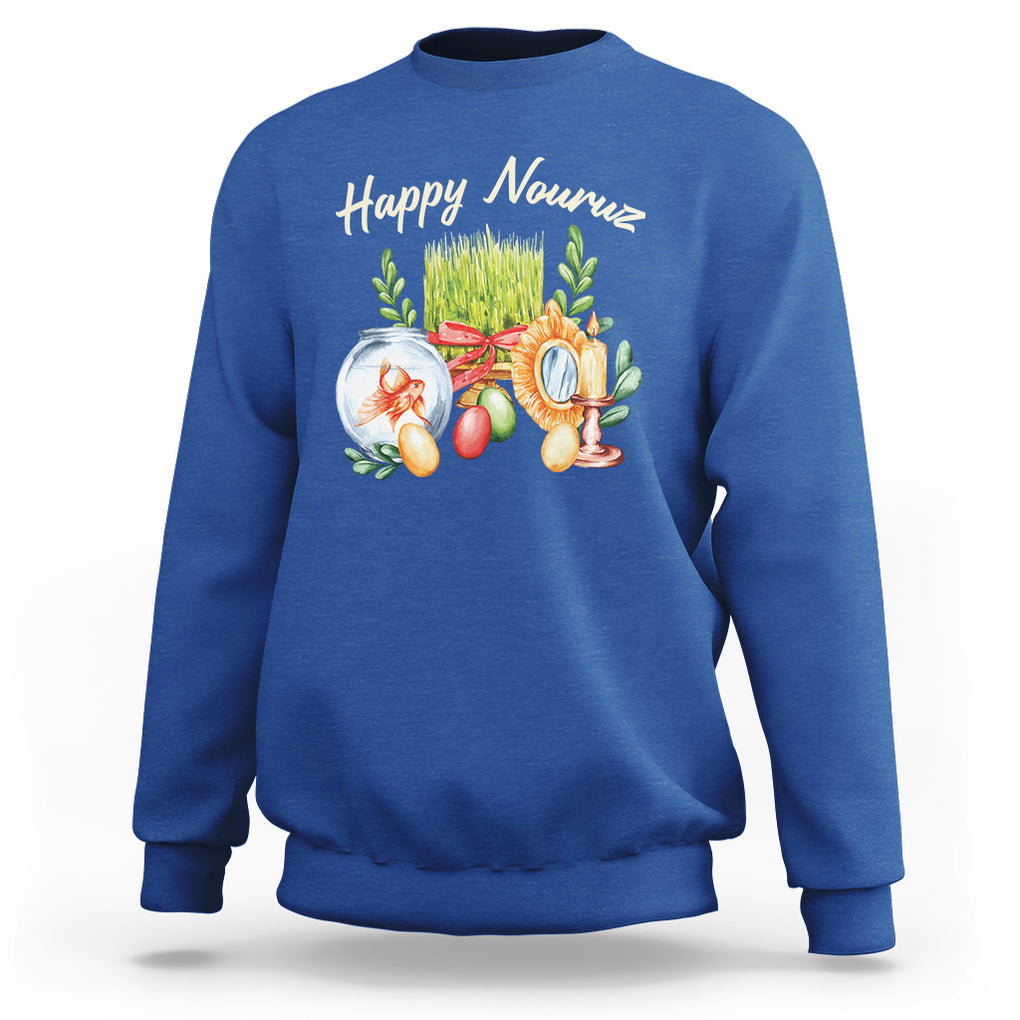 Happy Nowruz Sweatshirt Kurdistan & Pakistan And Iran New Year Haft-Seen TS09 Royal Blue Printyourwear
